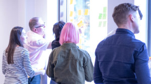 A start-up can use a design sprint to define problems all the way to testing realistic prototypes. Here's a workshop we held where teams defined problems as a team, prioritising their focus 