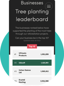 Gamification in UI Design: Image of Ecologi's leaderboard