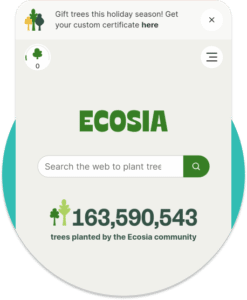 Gamification in UI Design: Image of Ecosia's search homepage